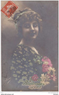 1913 ANNIVERSAIRE, Jeune Femme Signé Irisa, Circulé - Cumpleaños