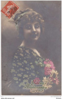 1913 ANNIVERSAIRE, Jeune Femme Signé Irisa, Circulé - Birthday