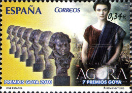 España 2010 Edifil 4554 Sello ** Premios Goya Película Agora Ganadora De 7 Premios Director Alejandro Amenabar - Neufs
