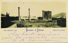 1932 - Gréce  - 1898   SOUVENIR  D'ATHENES  -  TEMPLE DE JUPITER   -  Circulée En1898   PRECURSEUR - Grèce