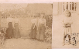 Carte Photo De Quatre Jeune Fille élégante Et Une Petite Fille Posant Dans Leurs Jardin En 1912 - Anonieme Personen