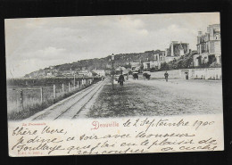 14 Deauville La Promenade édit. R. & J.D.  Précurseur  Rails Du Tramway , Timbre Type Sage 10c. Noir Sur Rose - Deauville