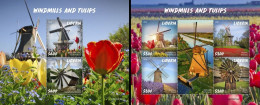 Liberia 2020, Windmills And Tulips, 4val In BF+BF - Autres & Non Classés