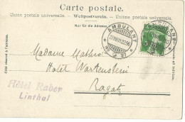 SUISSE  CARTE 5c  AMBULANT N° 27 POUR RAGAZ DE 1909 LETTRE COVER - Briefe U. Dokumente