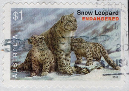 AUSTRALIA 2016 $1 Multicoloured, Endangered Wildlife-Snow Leopard Self Adhesive Used - Gebraucht