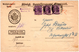 DR 1920, MeF 3x50 Pf. Dienst Auf Zustellungsurkunde Brief V. Stuttgart. Geprüft. - Oficial