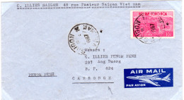 Vietnam 1967, 10d Auf Luftpost Brie V. Saigon N. Phnom Penh, Kambodscha - Asia (Other)