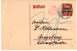 Bayern 1920, Porto Controle Augsburg 2 In Rot Auf 15 Pf. Karte V. Wolfratshausen - Lettres & Documents