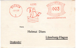 DR 1928, 3 Pf. AFS Boehringer & Co. Freudenberg Auf Drucksache Karte V. Bremen - Briefe U. Dokumente