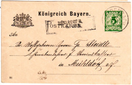 Bayern 1892, R2-Aushilfstempel MÜHLDORF II. Als Ank.Stpl. Auf 5 Pf. Ganzsache - Covers & Documents