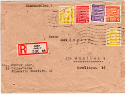 SBZ 1946, 5 Marken Auf Einschreiben Brief V. Halle N. München - Brieven En Documenten