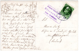 Bayern 1914, Posthilfstelle BLIENSBACH Taxe Wertingen Auf Karte M. 5 Pf. - Covers & Documents