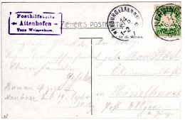 Bayern 1907, Posthilfstelle ATTENHOFEN Taxe Weissenhorn Auf Karte M. 5 Pf. - Storia Postale