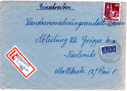 1948, Not-Reko-Zettel V. Nussloch über Heidelberg Auf Brief M. 60 Pf. Bauten - Storia Postale