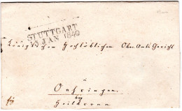 Württemberg 1840, L2 STUTTGART (43 Mm, Oben Rahmen) Auf Franko Brief N. Öhringen - Prephilately