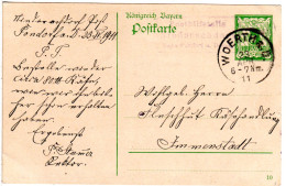 Bayern 1911, Posthilfstelle NIEDERACHDORF Taxe Pondorf Auf 5 Pf. Ganzsache  - Covers & Documents