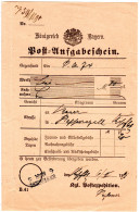Bayern 1891, L2 Aushilfstempel KIPFENBERG Auf Postschein M. Unterschrift - Briefe U. Dokumente