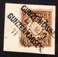 Bayern, Aushilfstempel L2 GUNZENHAUSEN Klar Auf Briefstück M. 3 Pf. - Used