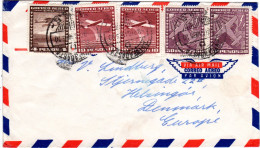 Chile 1955, 2x50+2x10+4 P. Auf Luftpost Brief V. Antofagasta N. Dänemark - Chili