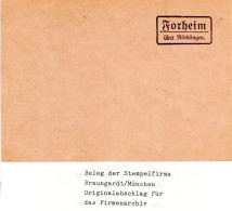 Landpoststellen Stpl. FORHEIM über Nördlingen, Originalprobe Aus Archiv - Cartas & Documentos