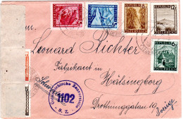 Österreich 1946, 7 Marken Auf Zensur Brief V. LANGEGG Waldviertel N. Schweden - Autres & Non Classés