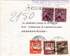 Chile 1956, 2x50+20+5+3 P. Auf Luftpost Brief V. Santiago I.d. Schweiz. - Chili