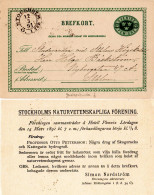 Schweden 1891, 5 öre Ganzsache M. Rs. Zudruck Naturwissenschaftl. Gesellschaft - Sonstige & Ohne Zuordnung