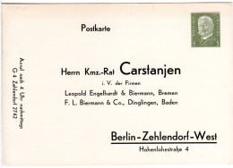 DR, Ungebr. 5 Pf. Privatganzsachenkarte Kmz.-Rat Carstanjen Berlin - Other & Unclassified