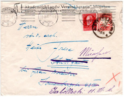 Bayern 1920, 10 Pf. Ludwig U. Wappen Auf Nachsende Studentica Umschlag V München - Covers & Documents