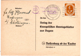 BRD 1954, Landpost Stpl. 13b WECHINGEN über Nördlingen Auf Karte M. 4 Pf. - Cartas & Documentos