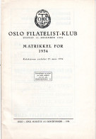 Norwegen, Oslo Filatelist-Klub, Matrikel For 1934 M. Allen Mitgliedern! 31 S. - Sonstige & Ohne Zuordnung