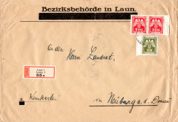 Böhmen U. Mähren 1943, 3+Paar 1,20 K. Dienst Auf Einschreiben Brief V. LAUN - Occupation 1938-45