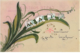 FETE VOEUX #FG57100 1ER MAI FLEUR MUGUET CARTE CELLULOID  PORTE BOHNEUR - Other & Unclassified