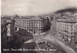 Cartolina Napoli - Piazza Della Borsa Con Veduta Castello S.martino - Napoli (Neapel)