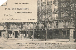 75011 PARIS #FG56779 QUINCAILLERIE REBATTET BOULEVARD RICHARD LENOIR CARTE PUBLICITAIRE - Distrito: 11