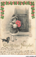 AS#BFP1-0054 - Animaux - Chien - Glükliches Neujahr - Fillette Avec Un Teckel DACHSHUND DACKEL - Dogs