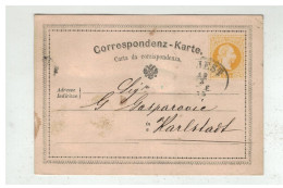 Autriche - Entier Postal 2 Kreuser De TRIEST à Destination De KARLSTADT KARLOVAC CROATIA 1873 - Entiers Postaux