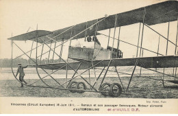 94 VINCENNES #21743 AVIATION AVION 1911 RENAUX ET SON PASSAGER SENOUQUES MOTEUR AUTOMOBILINE - Vincennes