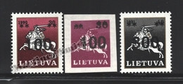 Lituanie – Lithuania – Lituania 1993 Yvert 442-444, Definitive Set, Overprinted New Values - MNH - Litouwen