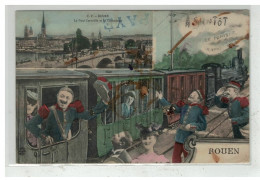 76 ROUEN #14541 A BIENTOT TRAIN MILITAIRES MILITARIA GARE PHOTOMONTAGE - Rouen