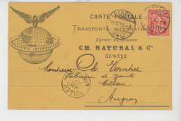 SUISSE - GENEVE - Carte De Correspondance De 1897 Des TRANSPORTS INTERNATIONAUX CH. NATURAL & Cie - Agence En Douane - Genève