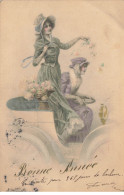 ILLUSTRATEUR #22336 VIENNE NÂ°240 2 FEMMES AVEC CHAPEAUX ET FLEURS A BORD D UNE AUTO TACOT - Vienne