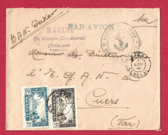 !!! AOF, LETTRE EN FRANCHISE PAR AVION DE LA BASE AÉRONAVALE DE DAKAR, SÉNÉGAL POUR LA FRANCE DE NOVEMBRE 1941 - Cartas & Documentos