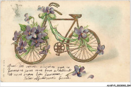 AS#BFP1-0298 - SPORT - CYCLISME - Vélo Décoré De Violettes - Carte Gaufrée - Cycling