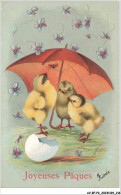 AV-BFP2-0296 - VOEUX - Joyeuses Pâques - Poussins Sous Un Parapluie Se Protégeant De Fleurs - Pâques