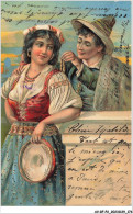 AV-BFP2-0276 - FANTAISIE - Homme Près D'une Femme - Gitane Tenant Un Tambourin - Carte Gaufrée - Sonstige & Ohne Zuordnung