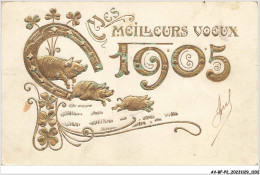 AV-BFP2-0738 - ANIMAUX - Cochons - Mes Meilleurs VÂux 1905 - Fer à Cheval - Carte Gaufrée - Maiali