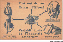 AQ#BFP2-76-0508 - ELBEUF - Tout Sort De Nos Usines D'Elbeuf - Union Des Manufactures - Carte Publicitaire - Elbeuf