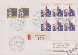 1973/75 Schweiz, R-Brief, Mischfrankatur, Zum:CH 523+525, Mi:CH 1003+1005, Sottoceneri+Innerschweiz (° 6446 SEELISBERG) - Briefe U. Dokumente