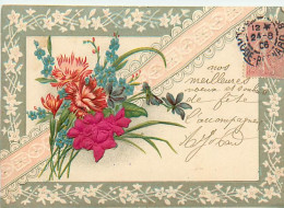 FANTAISIE CARTE GAUFREE DE 1908 -  FLEURS - Blumen